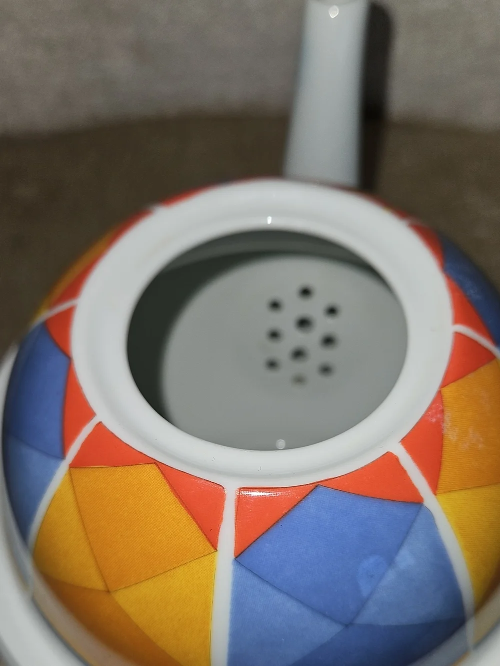 Williams Sonoma Colorful Geometric Ceramic Teapot - Blue & Yellow & Orange